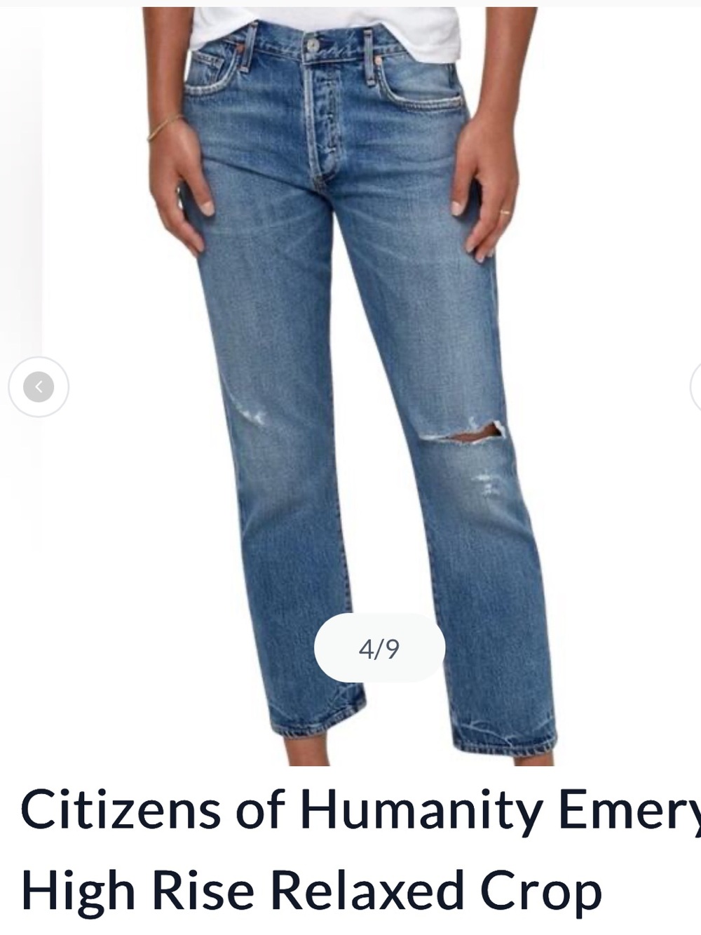 Citizens of Humanity Emery Crop Distressed Blue Jeans